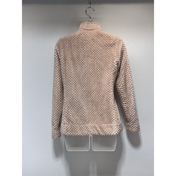 Calvin Klein Pink Plush Gold Zippers Jacket Women’s Size X-Small - Picture 2 of 8